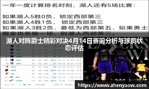 湖人对阵爵士精彩对决4月14日赛前分析与球员状态评估