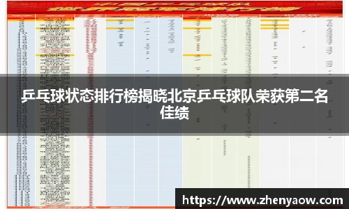 乒乓球状态排行榜揭晓北京乒乓球队荣获第二名佳绩